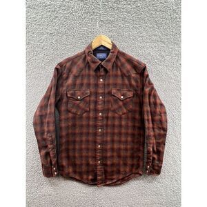 Pendleton Canyon Pearl Snap Long Sleeve Button Plaid Red Shirt Size Small